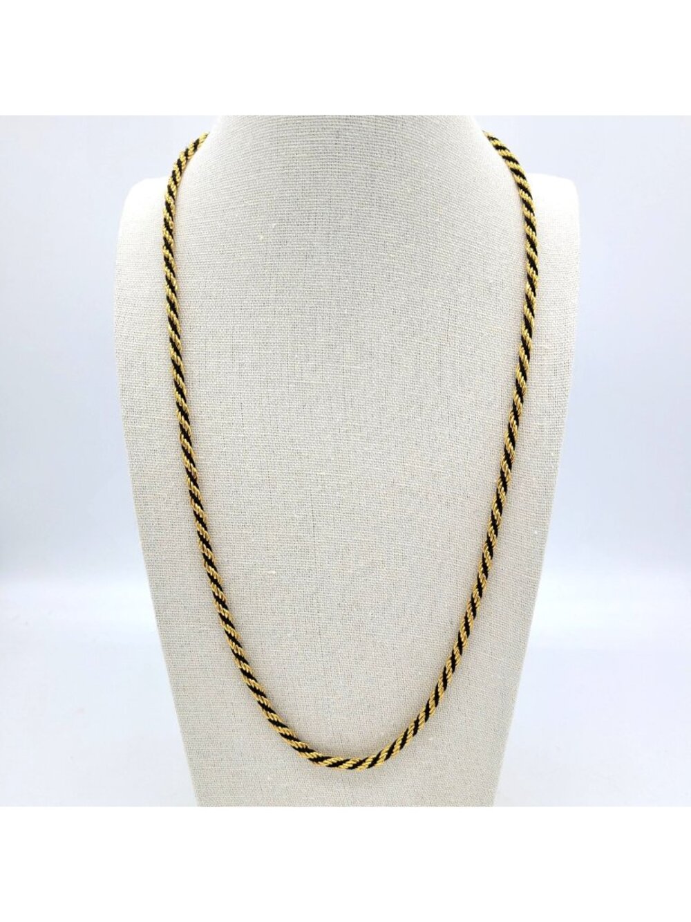 Vintage 24" Classic Gold & Black Tone Rope Chain Necklace Versatile Everyday